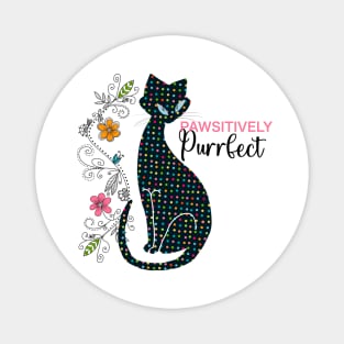 Pawsitively Purrfect Cat Silhouette Magnet